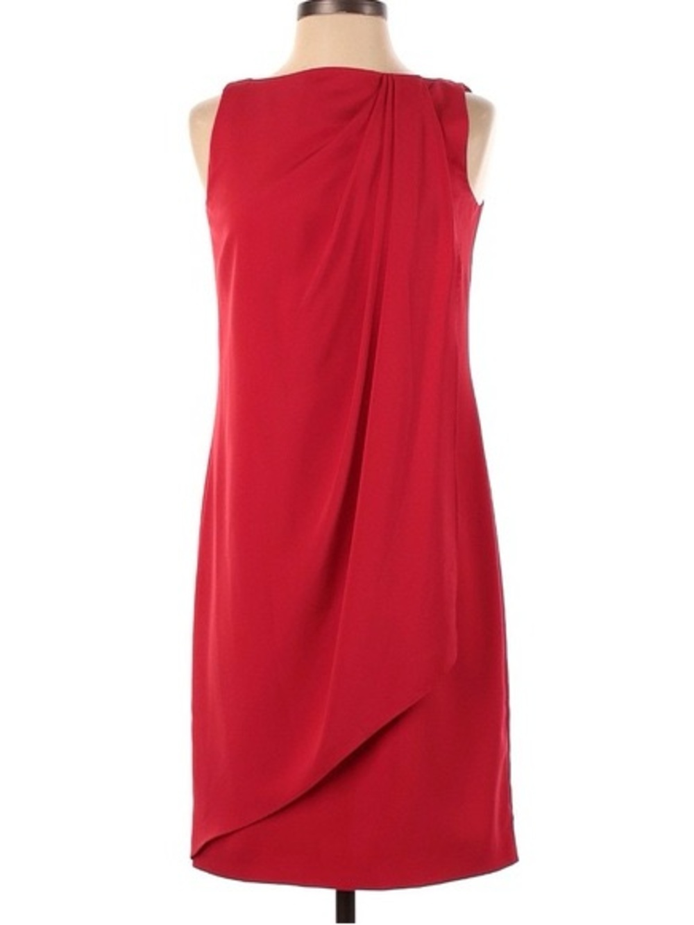 Ralph Lauren 12 Red Sleeveless Draped Sheath Dress
